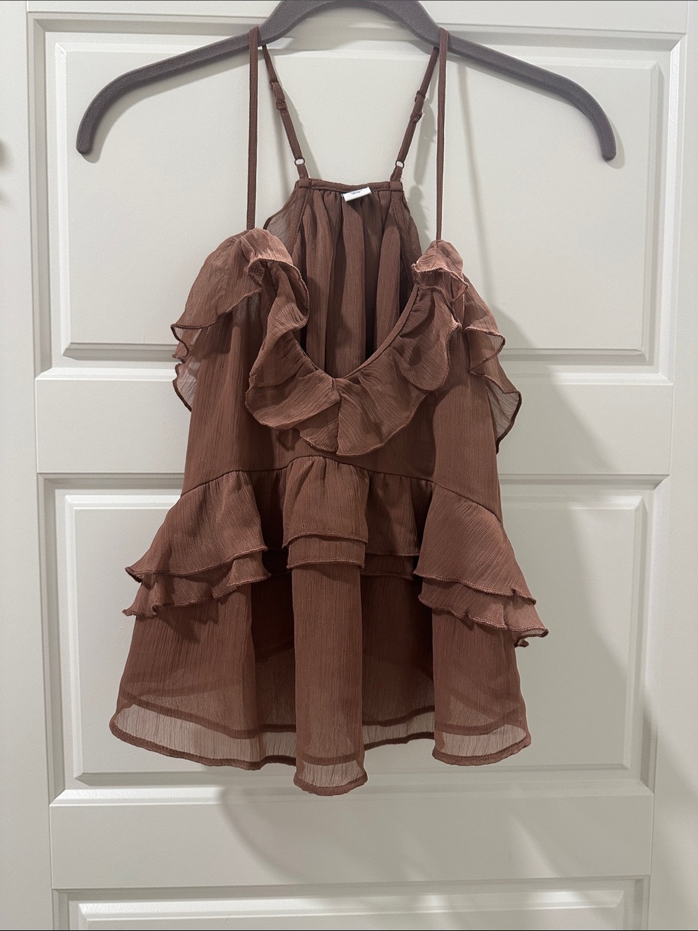 Old Navy Brown Ruffle Halter Camisole